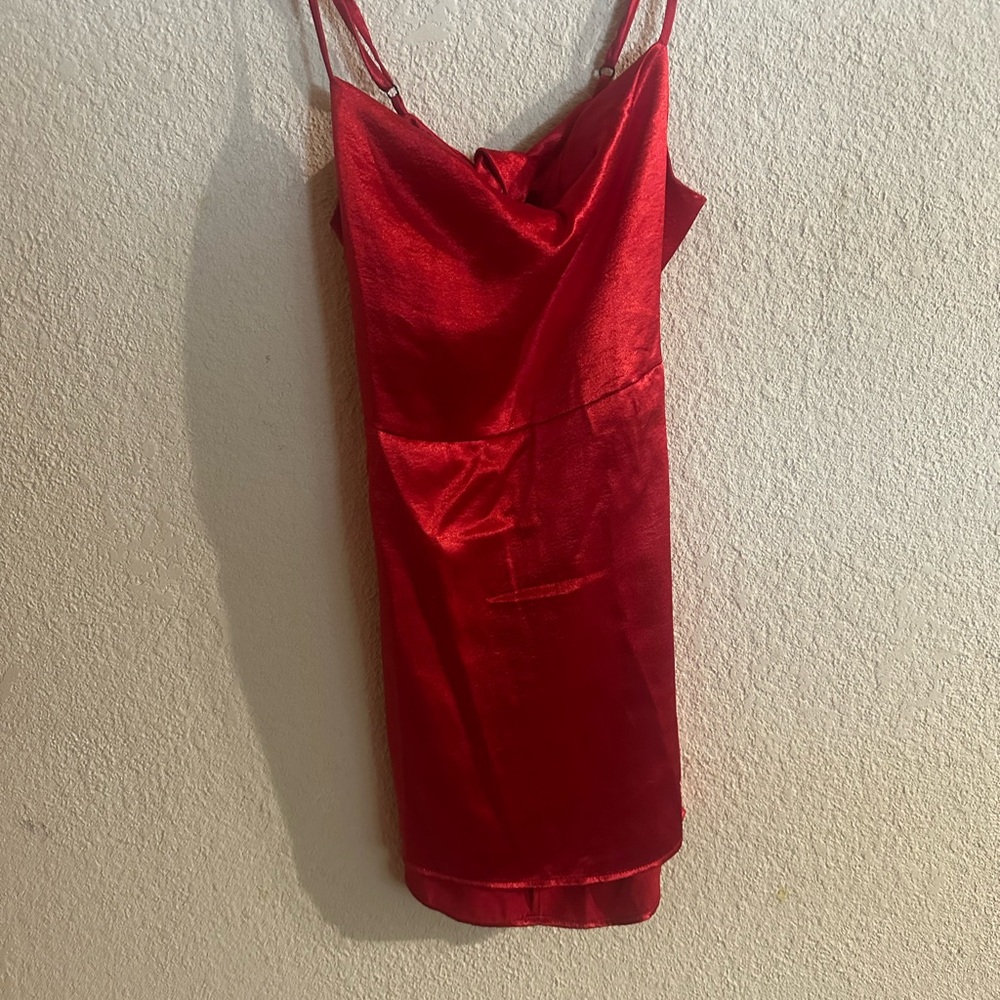 Elegant Red Satin Slip Dress